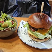Side salad and vegan burger at Brouwerij Troost - Westergas in Amsterdam