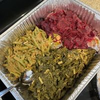 Green beans, greens and beets  at Teff N' Greens in Calgary