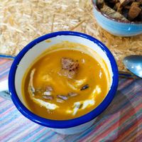 Pumpkin soup at Yummy Bowl in Brussels