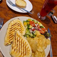 Mushroom, cheese & chutney toastie, lemon tart, fruit tea. at Suzie's Cup of Joy in Cleethorpes