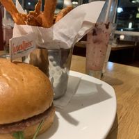 Beyond Miso Burger and sweet potato fries   at Silver Diner in Elkridge