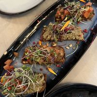 Julie & Julia (Bruscetta duo: tomato & Garlic - Eggplant & Pesto - On homemade quinoa bread)  at Epiphany's Kitchen in Ghent