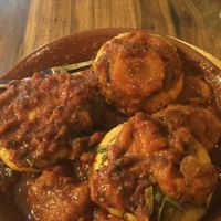 Chraime tofu, comes with a side dish. Kind of spicy but delicious at Hummus Bar in Haifa