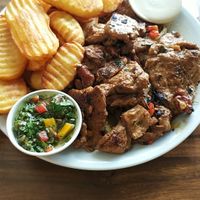 Soy steak at Hummus Bar in Haifa