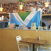 Nice flag at Hummus Bar in Haifa