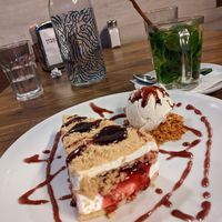 Cheese cake at Hummus Bar in Haifa
