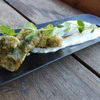 Fishless crisps at Hummus Bar in Haifa