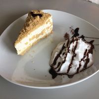 Cheese cake with crumb topping  at Hummus Bar in Haifa