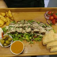 Vegan tasty eastern mebbab at Hummus Bar in Haifa