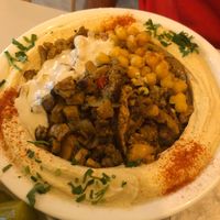 Hummus with Shawarma  at Hummus Bar in Haifa