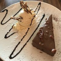 Salted caramel cake. Devine. at Hummus Bar in Haifa