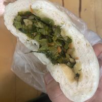 Pickles (pickled greens, slightly bitter, not salty – I like the way they pickled these)  at Liu Jin Vegetarian Buns in Taipei