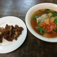 Kimchi Stinky Tofu and mock meat (beef) at Tiān Yuán XiǎoChī in New Taipei City