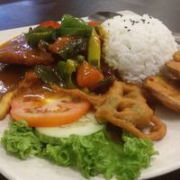 Indonesian rice set at Tanny Vegetarian House in Penang