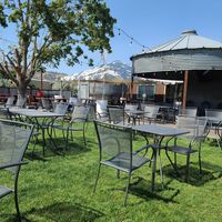 Backyard seating at Bargeway Pub in The Dalles