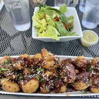  Crispy cauliflower and side salad   at Bargeway Pub in The Dalles