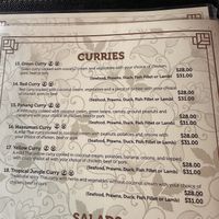  Vegan options clearly markedd  at Thai Thani in Tauranga