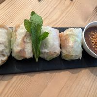 spring rolls with peanut sauce   at Banh Mi Bay in London