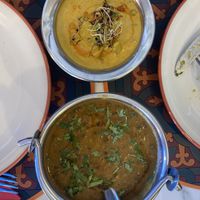 Coconut vegetable curry and makhani daal  at Mango in Gstaad