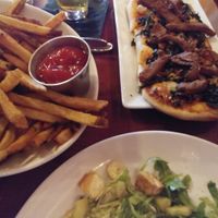 Veggie flatbread, truffle fries, house salad at LJ's in Lake Stevens