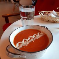 Soup of the day with tomatoes and lentils at Broccoli  in Kirov