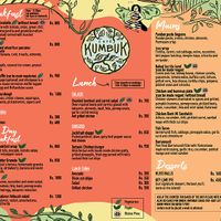 Menu  at Cafe Kumbuk in Colombo