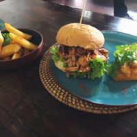 Jackfruit burger at Cafe Kumbuk in Colombo