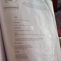 Vegan menu   at Brown Bread Bakery in Varanasi