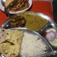 Vegan burger and vegan Thali at Brown Bread Bakery in Varanasi