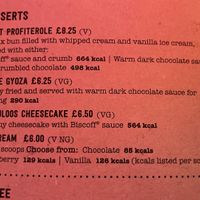 Menu — desserts  at LHR - Giraffe - T3 in West London