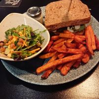 "Burger" with fries. Unfortunately they ran out of buns, but at least they tried to solve it. at NextDoor in Eindhoven