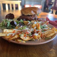 Chick*n burger with loaded fries, simply incredible!! 😍  at BA-HA in Birmingham