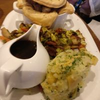 Mushroom pie with sauteed vegetables & root mash. at BA-HA in Birmingham