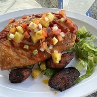 Vegan Chimichanga is delicious!   at Brew STX in St Croix