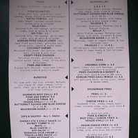 Menu as of Nov 2022  at The Great Gatsby in Sheffield