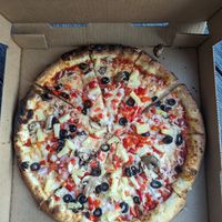 Large veggie (added pineapple) at Great White Pizza in Panama City Beach