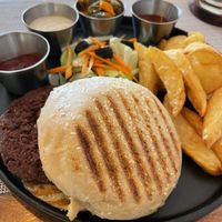 Gangnam Sweet potato burger (sauces on the side)  at Smooth Cafe in Moalboal