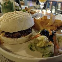 Spicy burger at Smooth Cafe in Moalboal