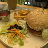 Sweet potato burger (mayo and bbq sauce removed) at Smooth Cafe in Moalboal