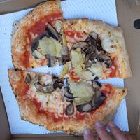 vegan funghi with extra artichoke at Proove Pizza in Sheffield