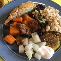 Plate made of the items from the buffet at Semente - Art - Coffee & Plant Based Food in Braga