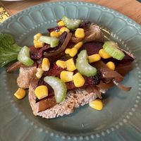 Beer bacon toast  at Semente - Art - Coffee & Plant Based Food in Braga