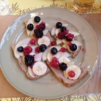 Fruit bruscheta at Semente - Art - Coffee & Plant Based Food in Braga