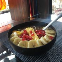 Fresh fruit smoothie bowl  at Travel Yoga Cafe in New Delhi