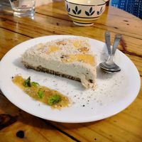 Pineapple vegan cheesecake special at Travel Yoga Cafe in New Delhi