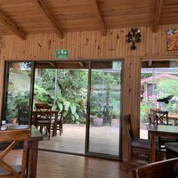 Inside and outside seating at Stella's Bakery in Monteverde