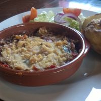 Vegetable bake with salad and jacket potato at The Blue Bell in Sunderland