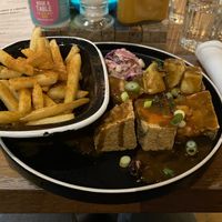 Jerk tofu and fries at Turtle Bay in Nottingham