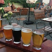 Beer flight at Hinterhof in Los Angeles
