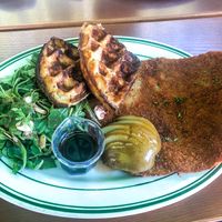 Shnitzel and Waffles at Hinterhof in Los Angeles